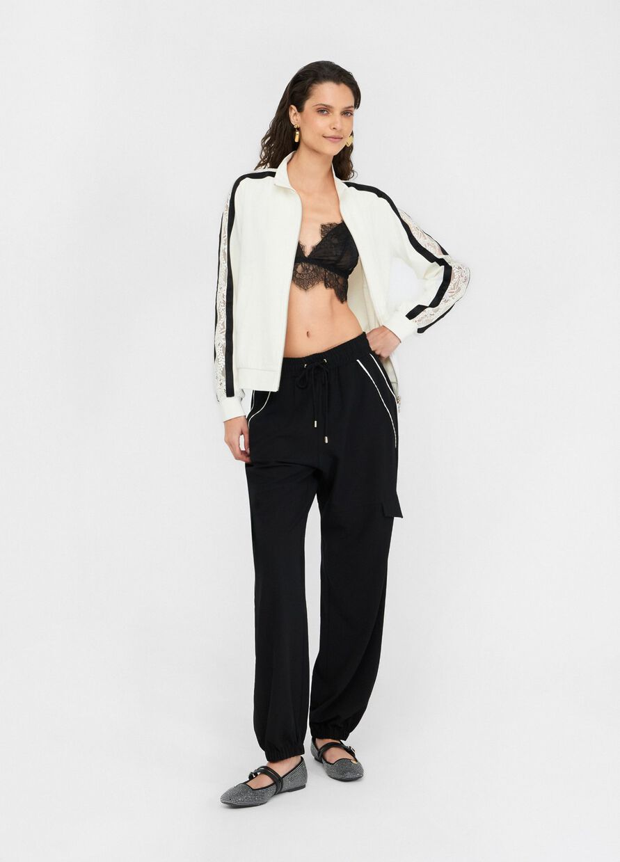 LIU JO - Felpa in cotone con pizzo