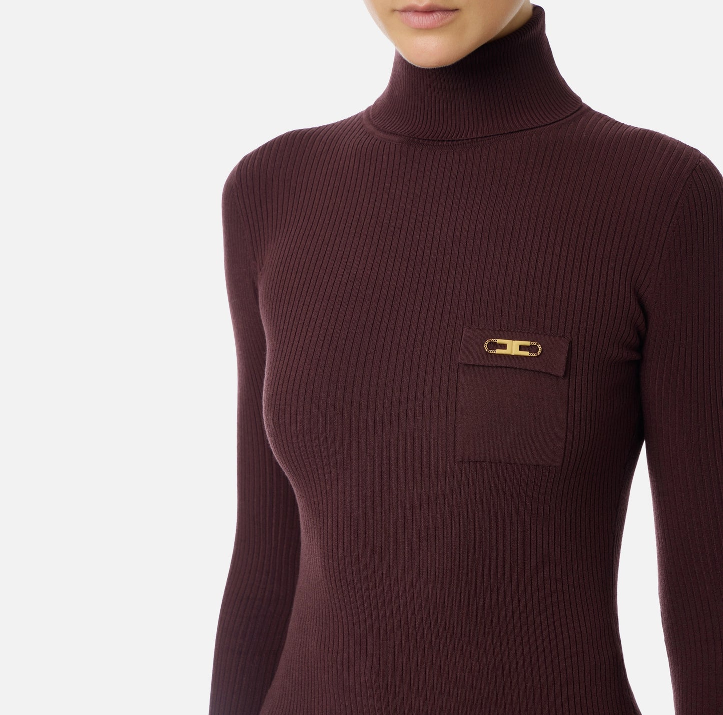 ELISABETTA FRANCHI - Maglia a costine con taschino