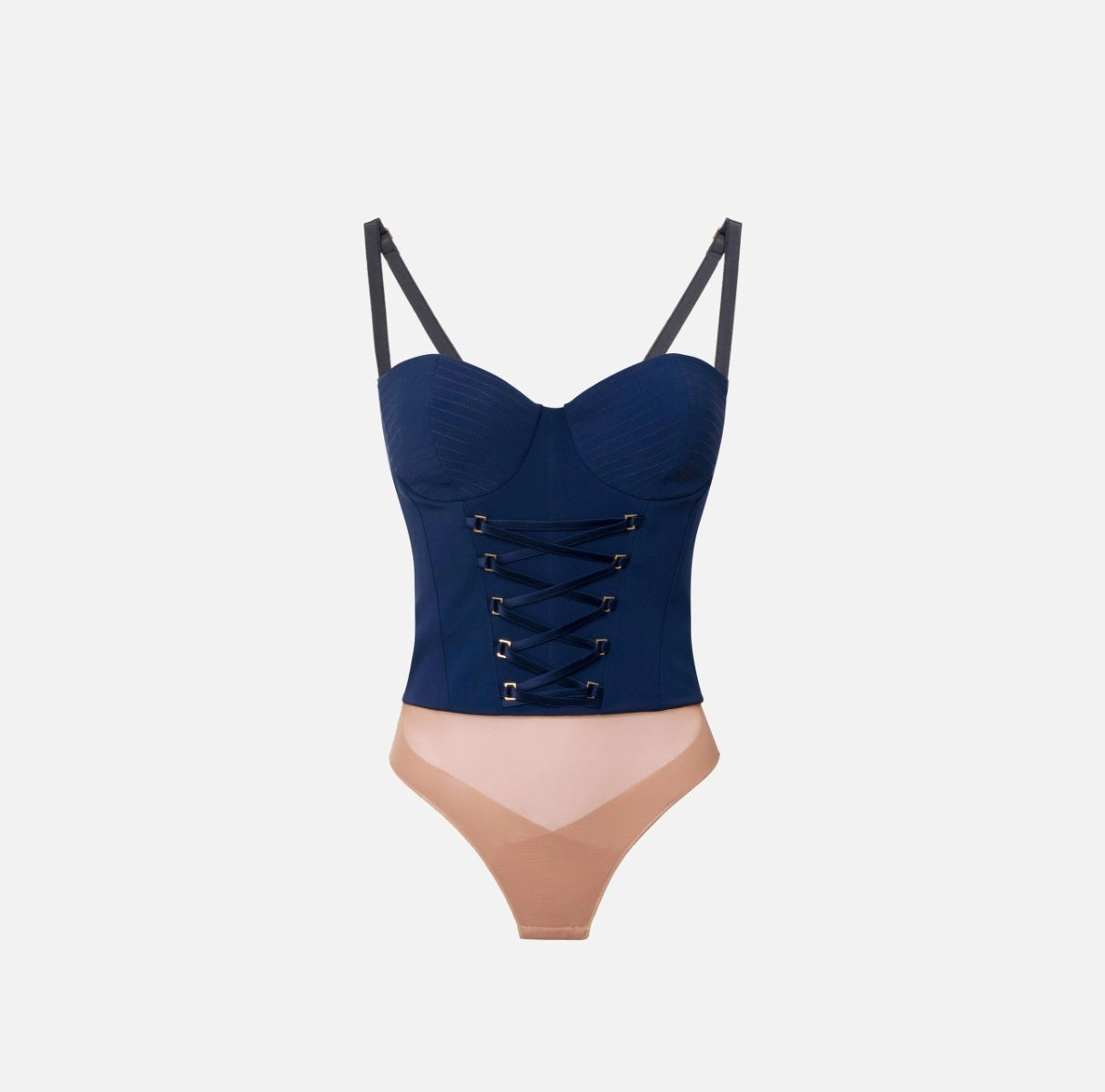 ELISABETTA FRANCHI - Body in crêpe con lacci criss-cross