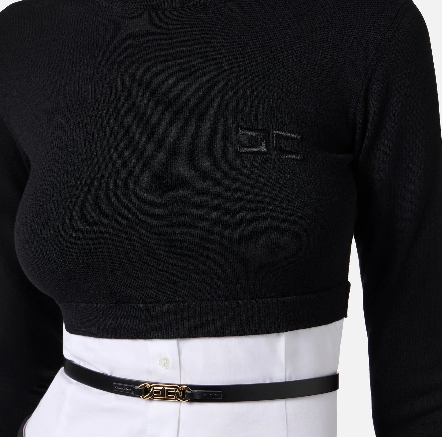 ELISABETTA FRANCHI - Maglia in viscosa e popeline di cotone