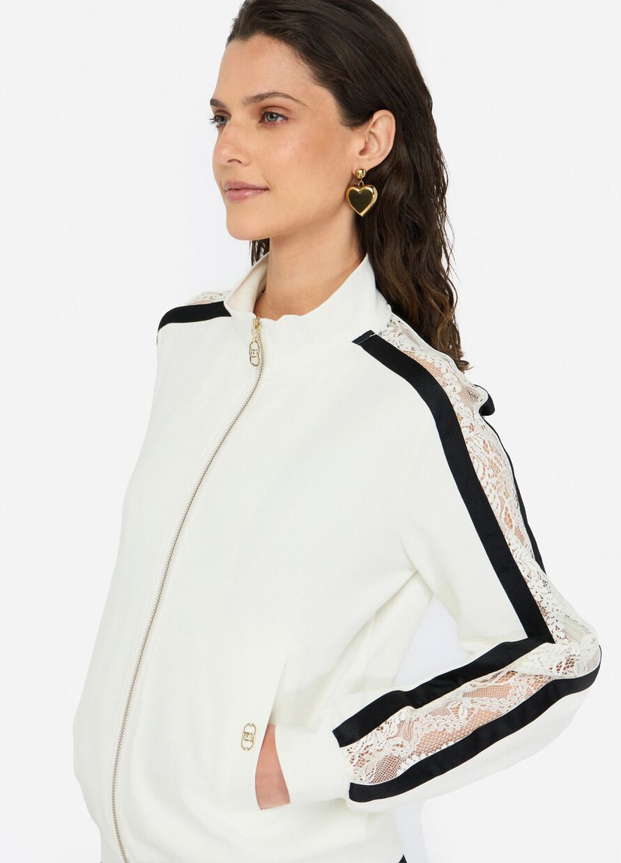 LIU JO - Felpa in cotone con pizzo