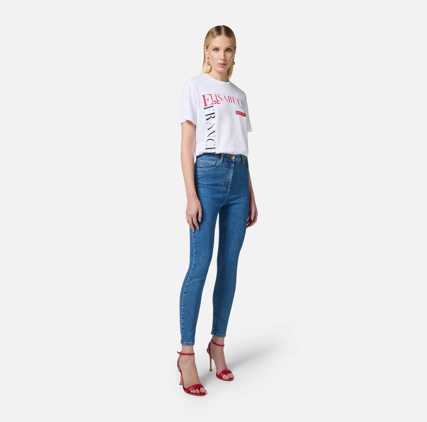 ELISABETTA FRANCHI - T-shirt in jersey con stampa lettering