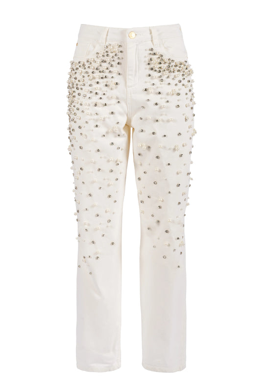 NENETTE- jeans bianco con applicazioni