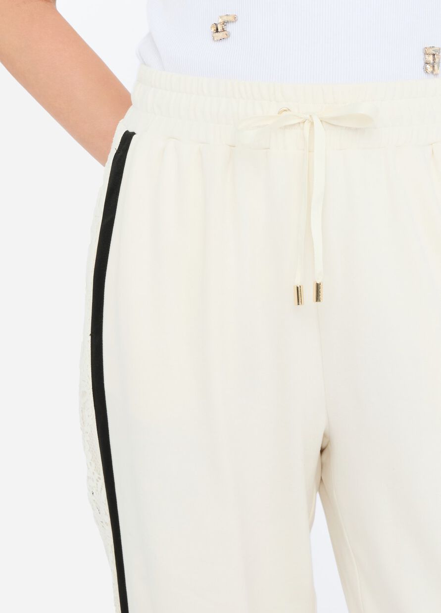 LIU JO - Pantaloni jogging in felpa con pizzo
