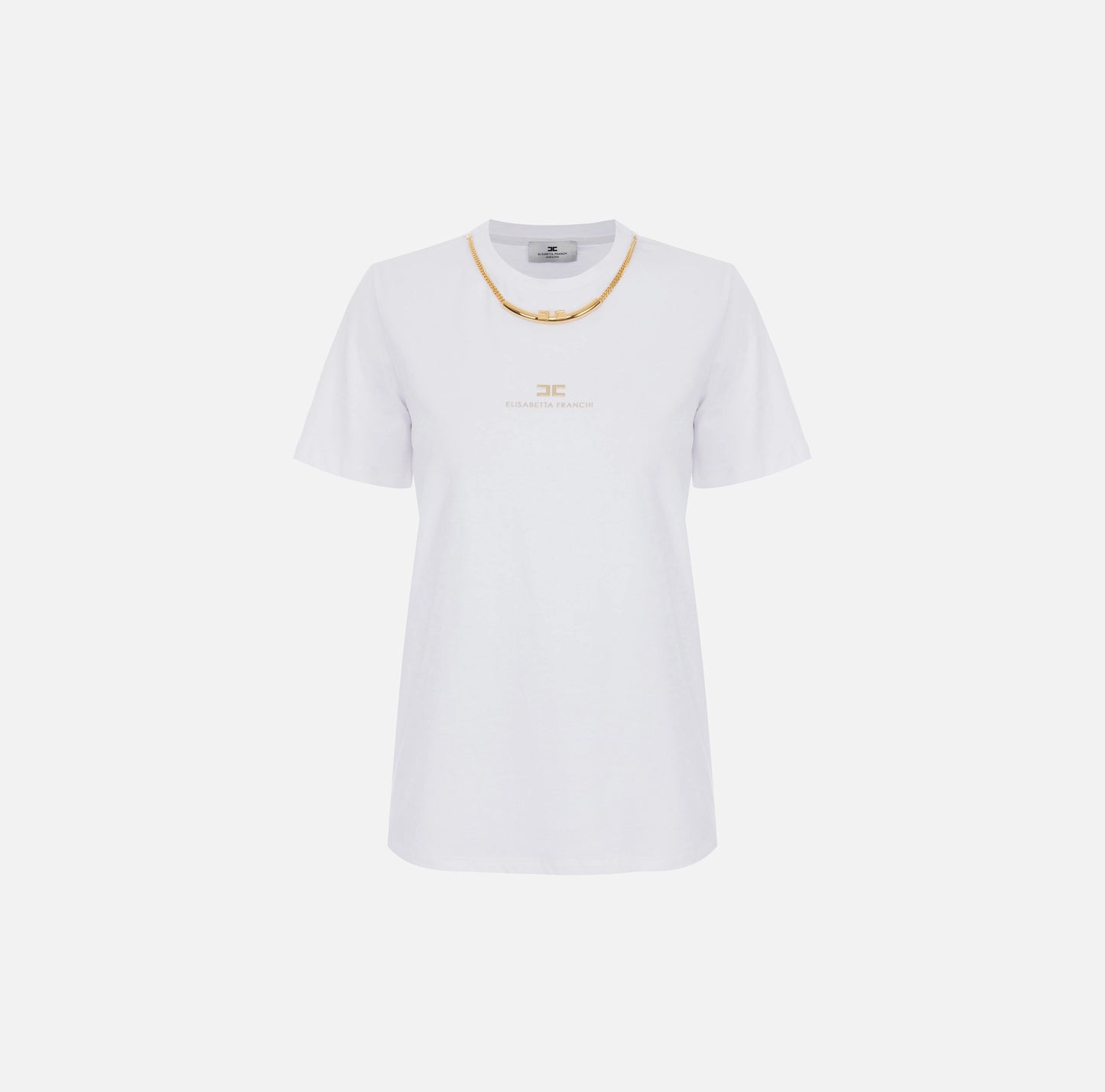 ELISABETTA FRANCHI - T-shirt in jersey di cotone con collana