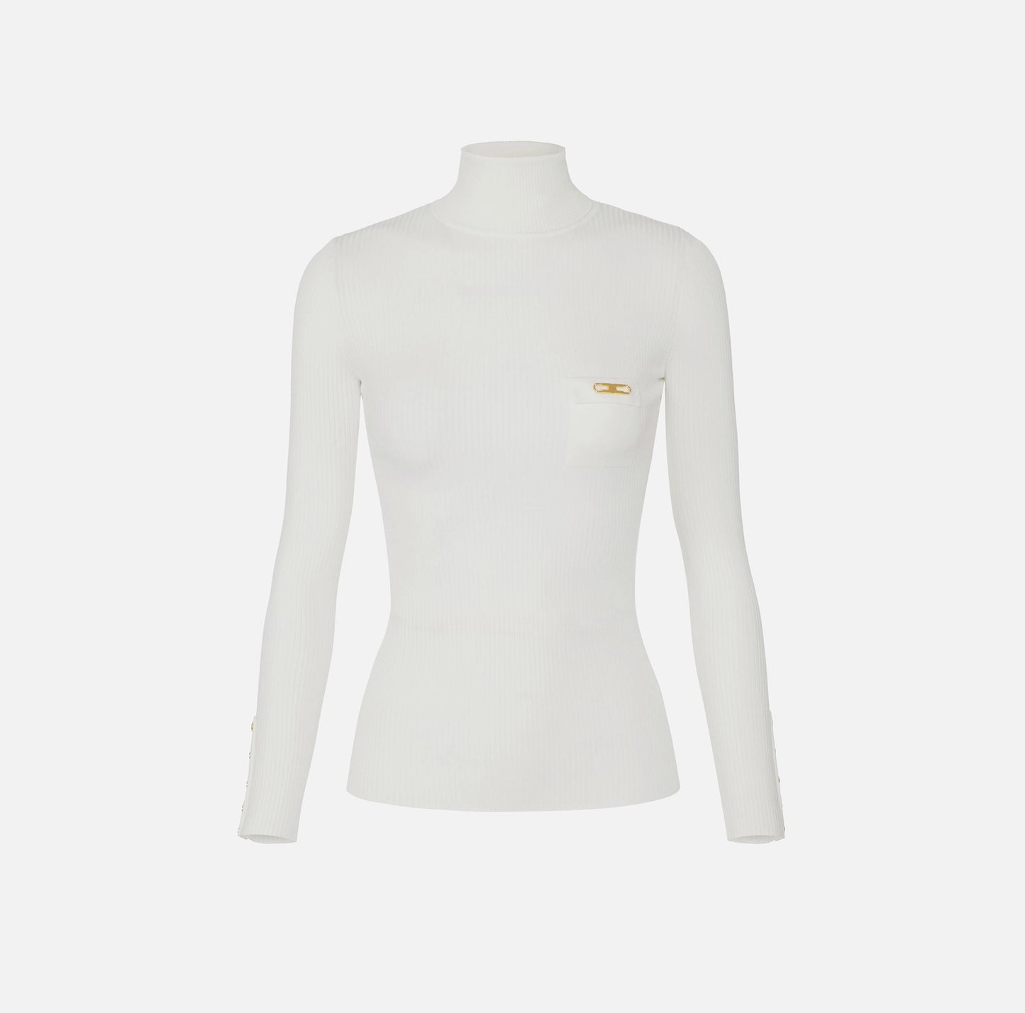 ELISABETTA FRANCHI - Maglia a costine con taschino