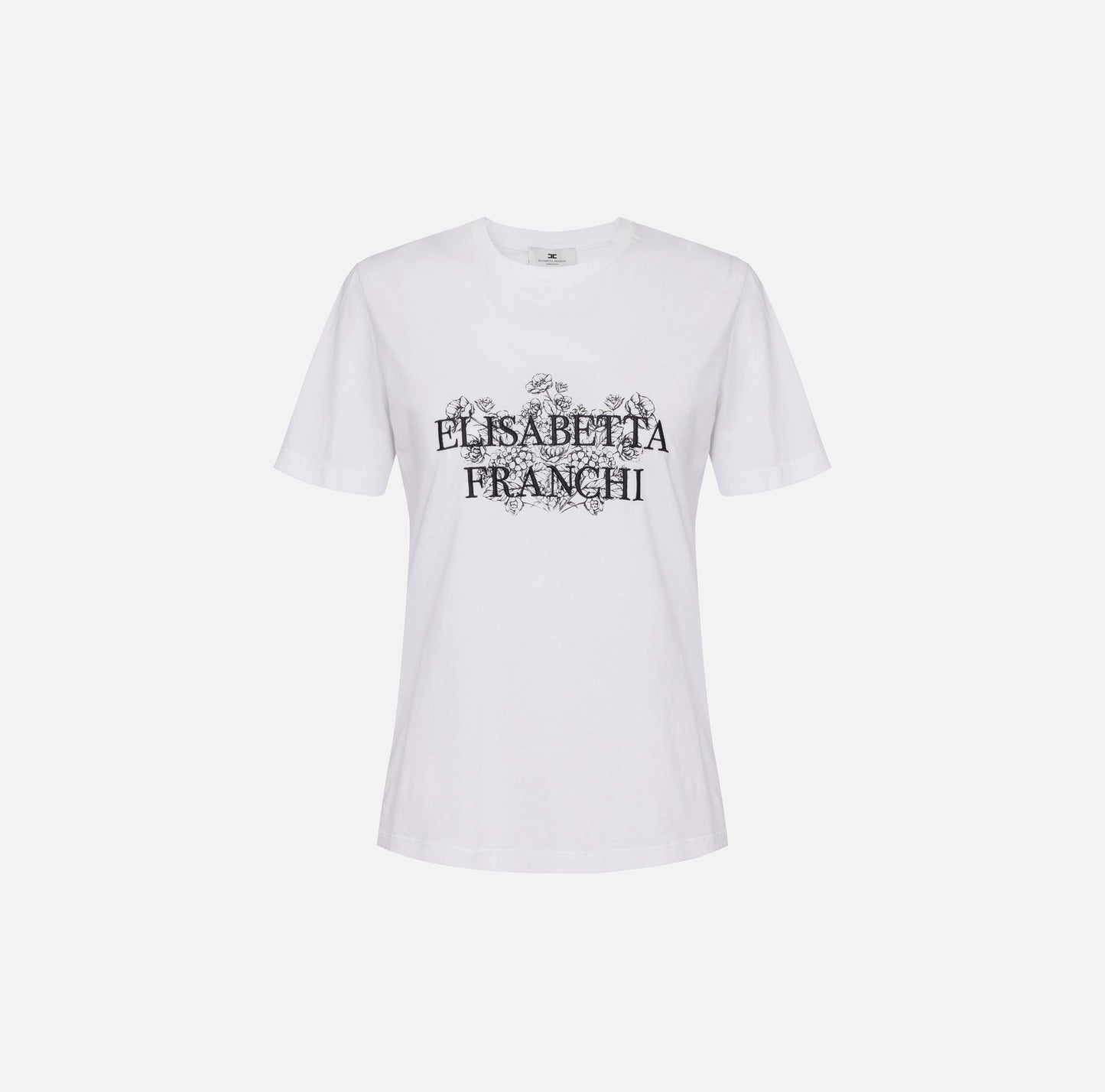 ELISABETTA FRANCHI - T-shirt in jersey con stampa e ricamo