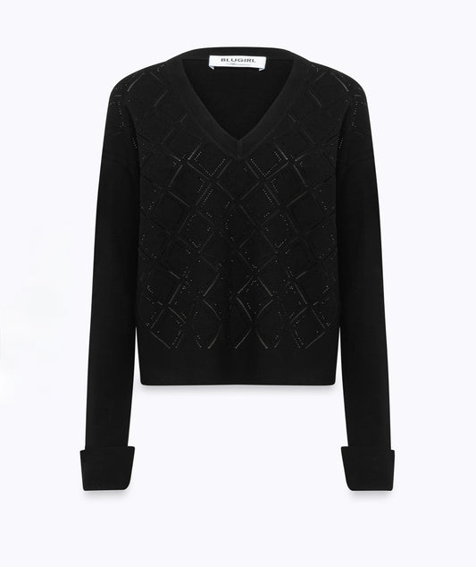 BLUGIRL- MAGLIA IN VISCOSA CON STRASS