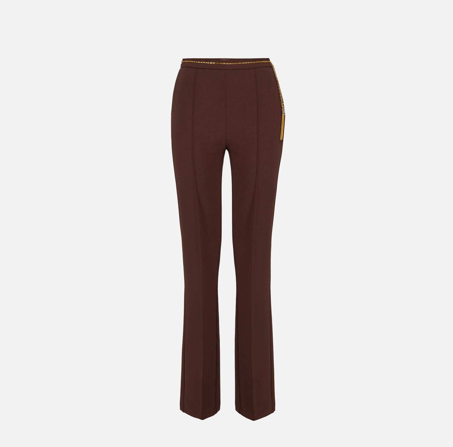 ELISABETTA FRANCHI - Pantaloni in crêpe leggero con catena gioiello
