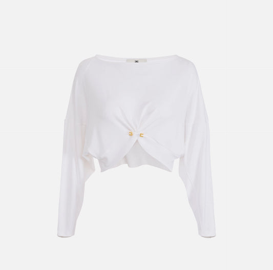 ELISABETTA FRANCHI - Maglia in jersey crêpe con piercing