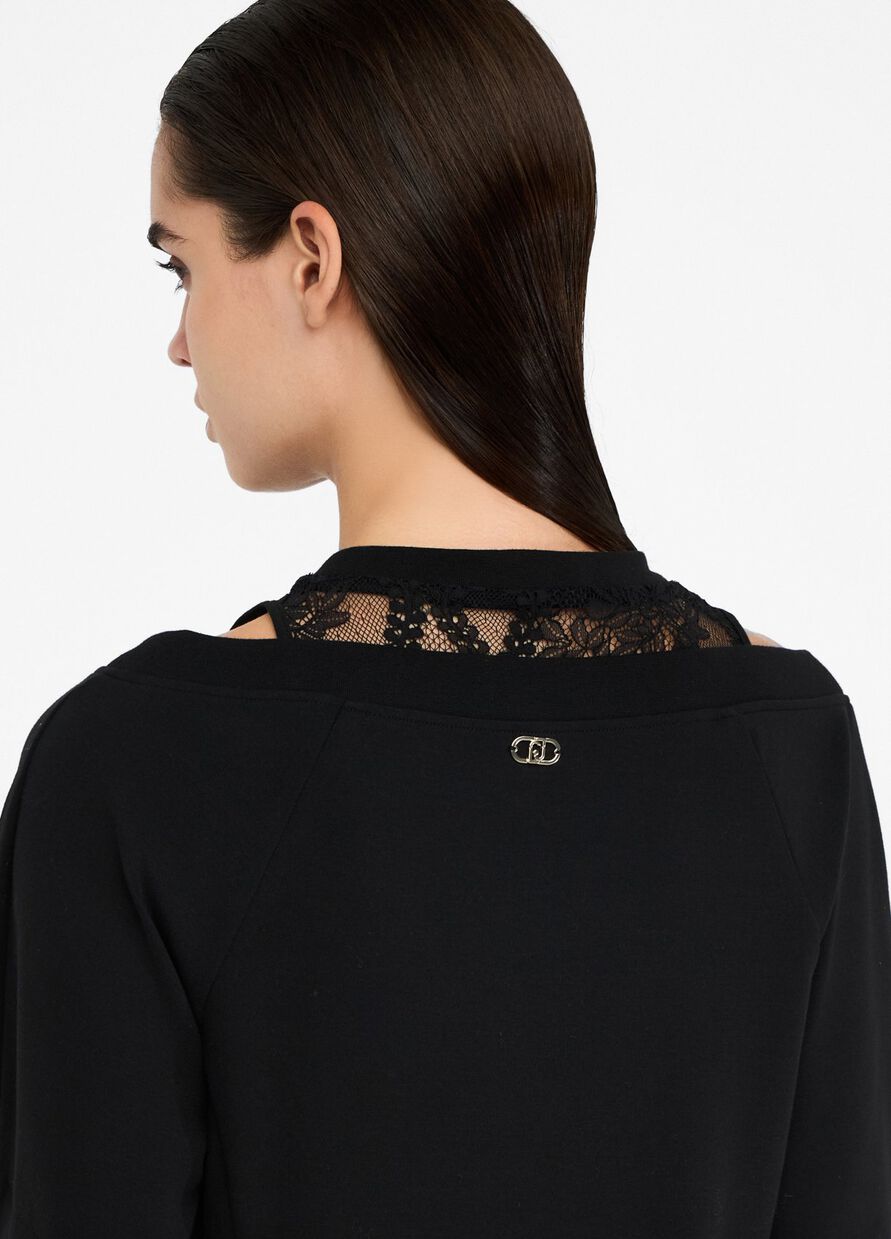 LIU JO - Abito in felpa con pizzo
