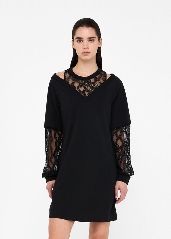 LIU JO - Abito in felpa con pizzo