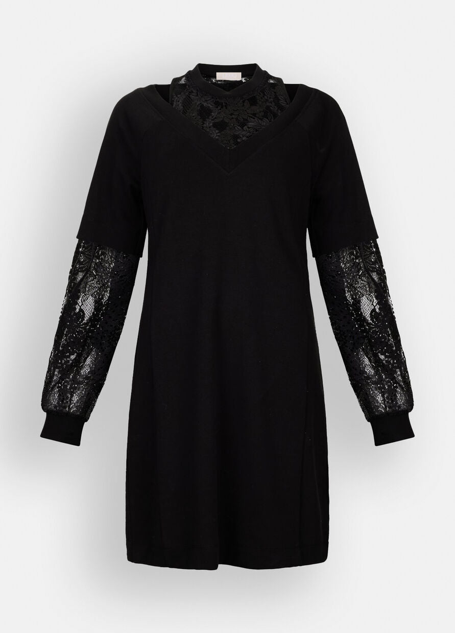 LIU JO - Abito in felpa con pizzo