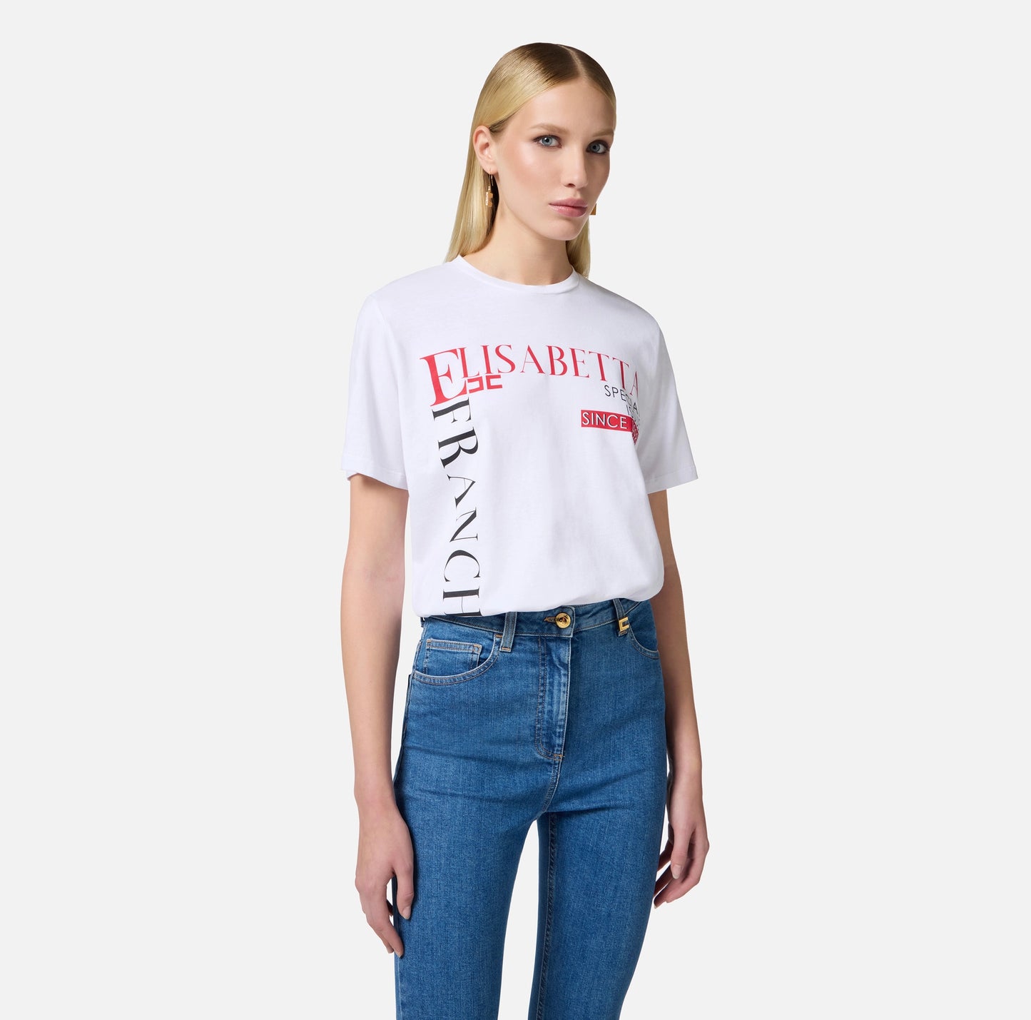 ELISABETTA FRANCHI - T-shirt in jersey con stampa lettering