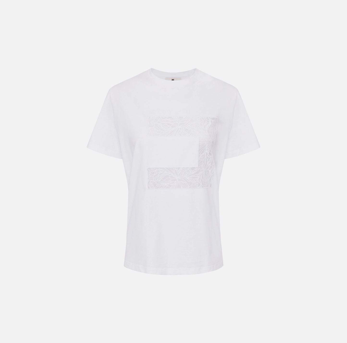 ELISABETTA FRANCHI - T-shirt in jersey con macro logo in voile