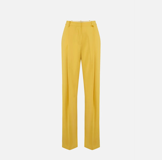 ELISABETTA FRANCHI - Pantaloni in crêpe leggero con logo charm