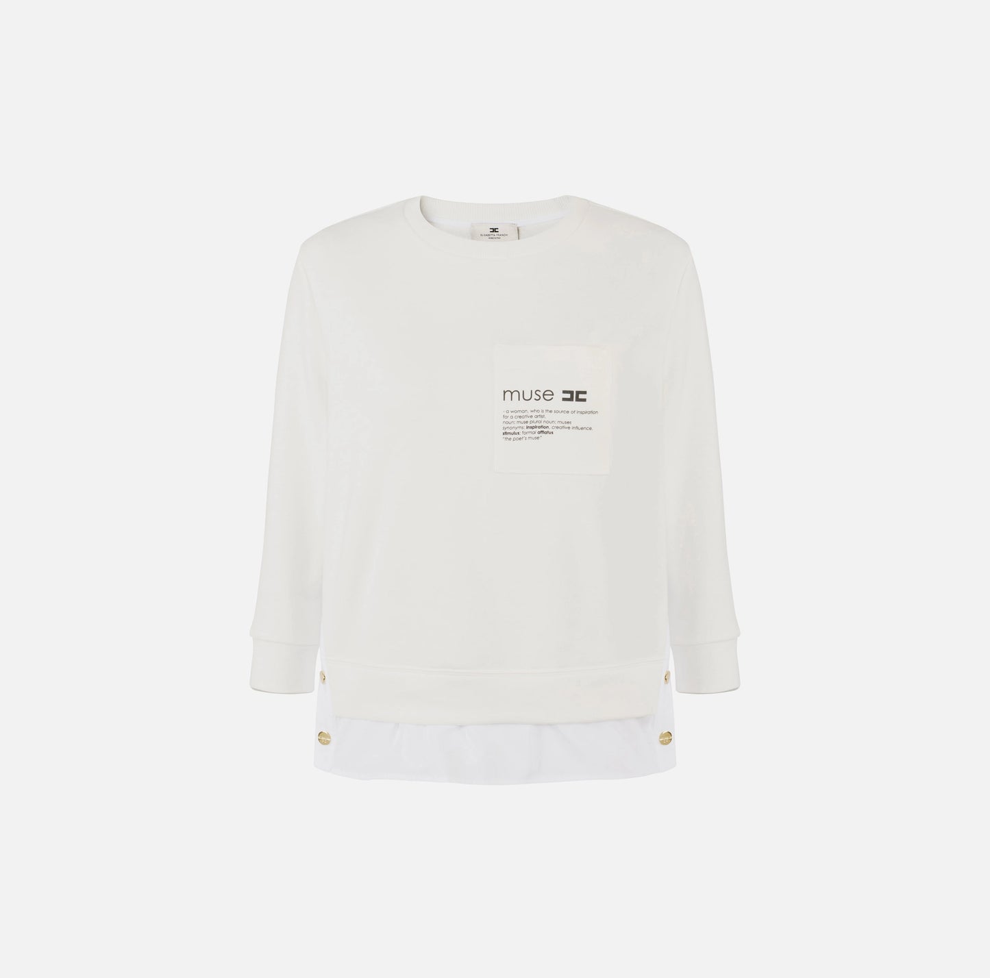 ELISABETTA FRANCHI - Maglia in felpa con dettagli in popeline