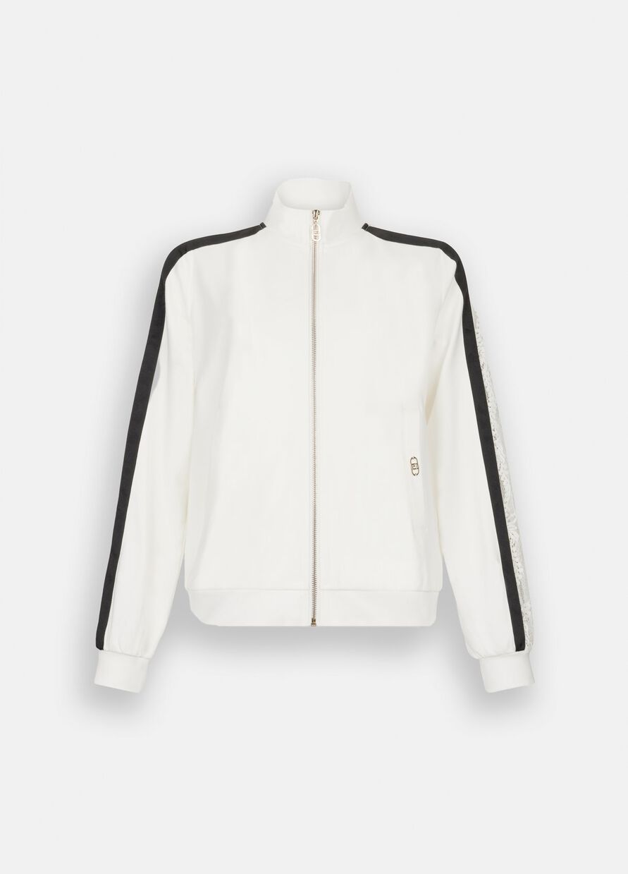 LIU JO - Felpa in cotone con pizzo