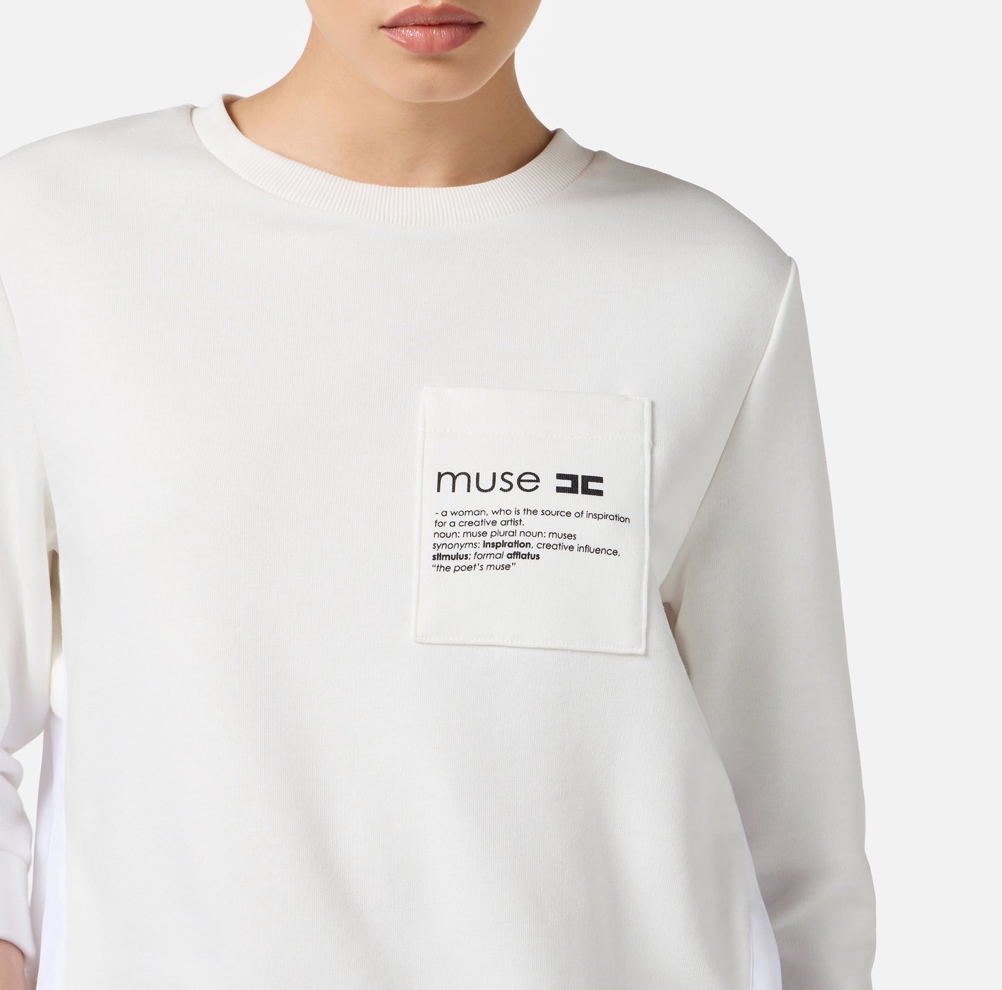 ELISABETTA FRANCHI - Maglia in felpa con dettagli in popeline