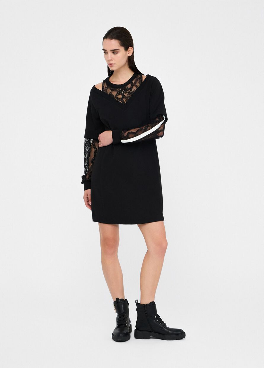 LIU JO - Abito in felpa con pizzo