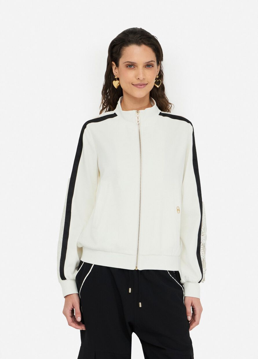 LIU JO - Felpa in cotone con pizzo