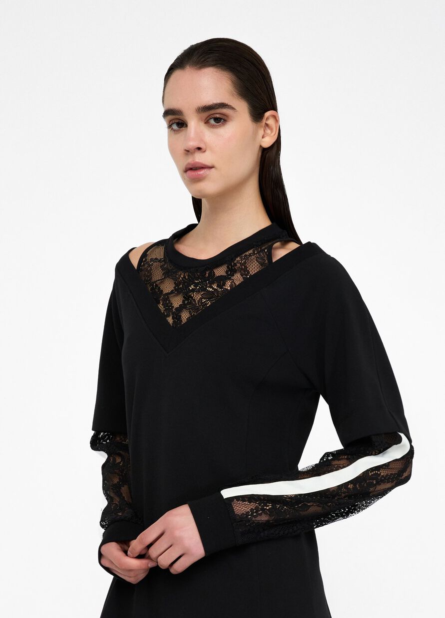 LIU JO - Abito in felpa con pizzo