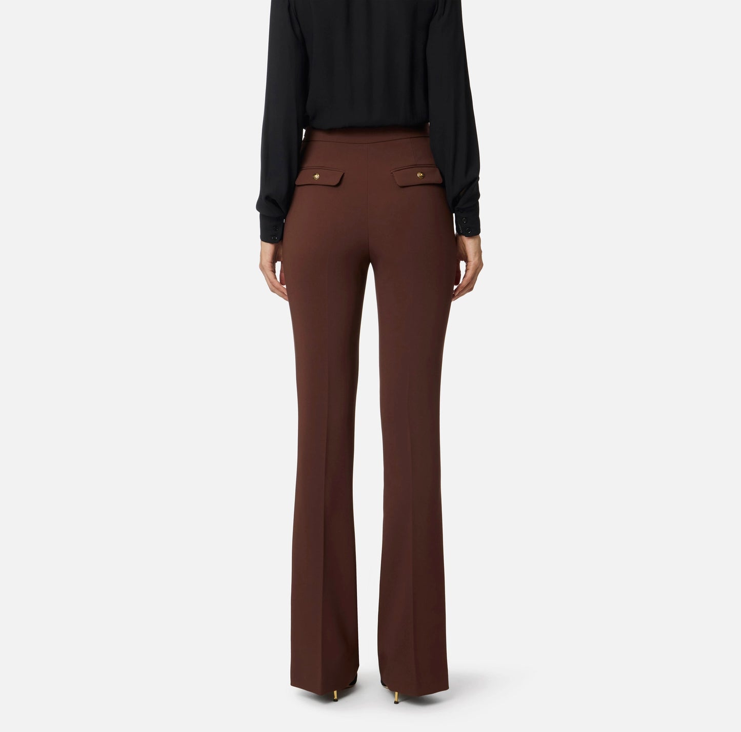 ELISABETTA FRANCHI - Pantaloni in crêpe leggero con catena gioiello