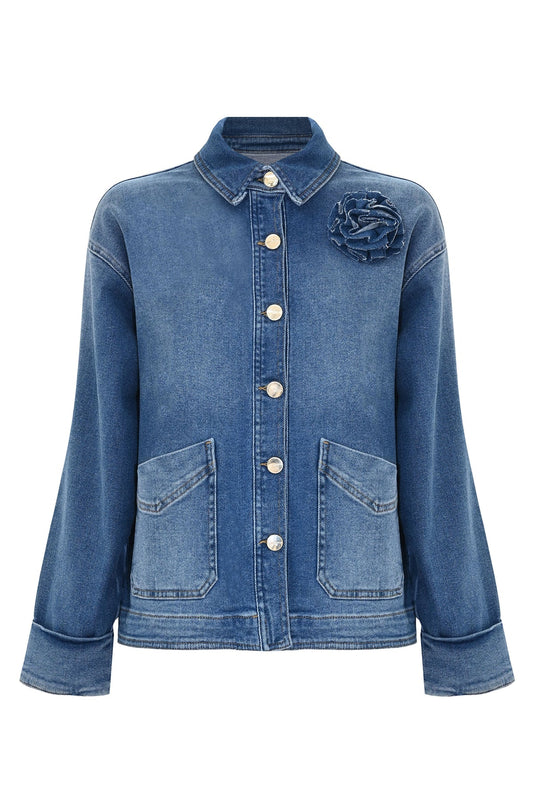 KOKKA- giacca Denim con spilla