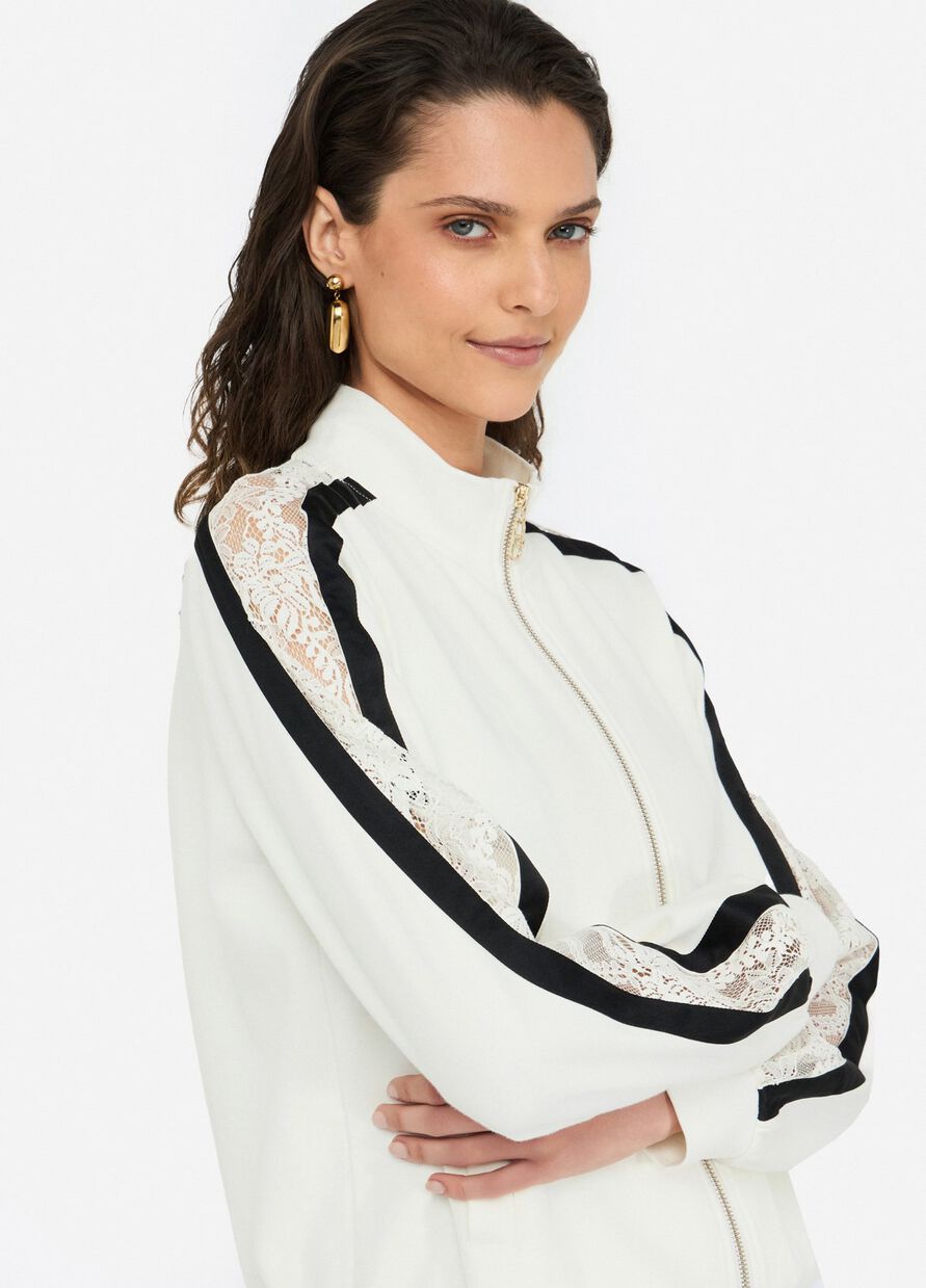 LIU JO - Felpa in cotone con pizzo