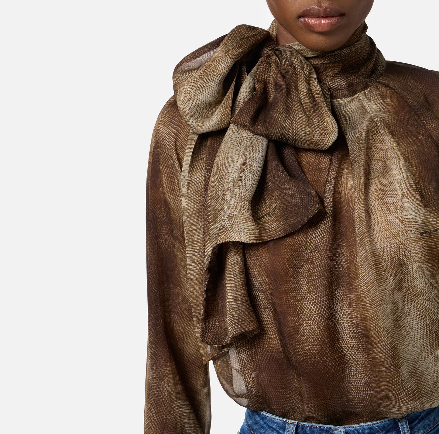 ELISABETTA FRANCHI - Blusa in voile con stampa pitone