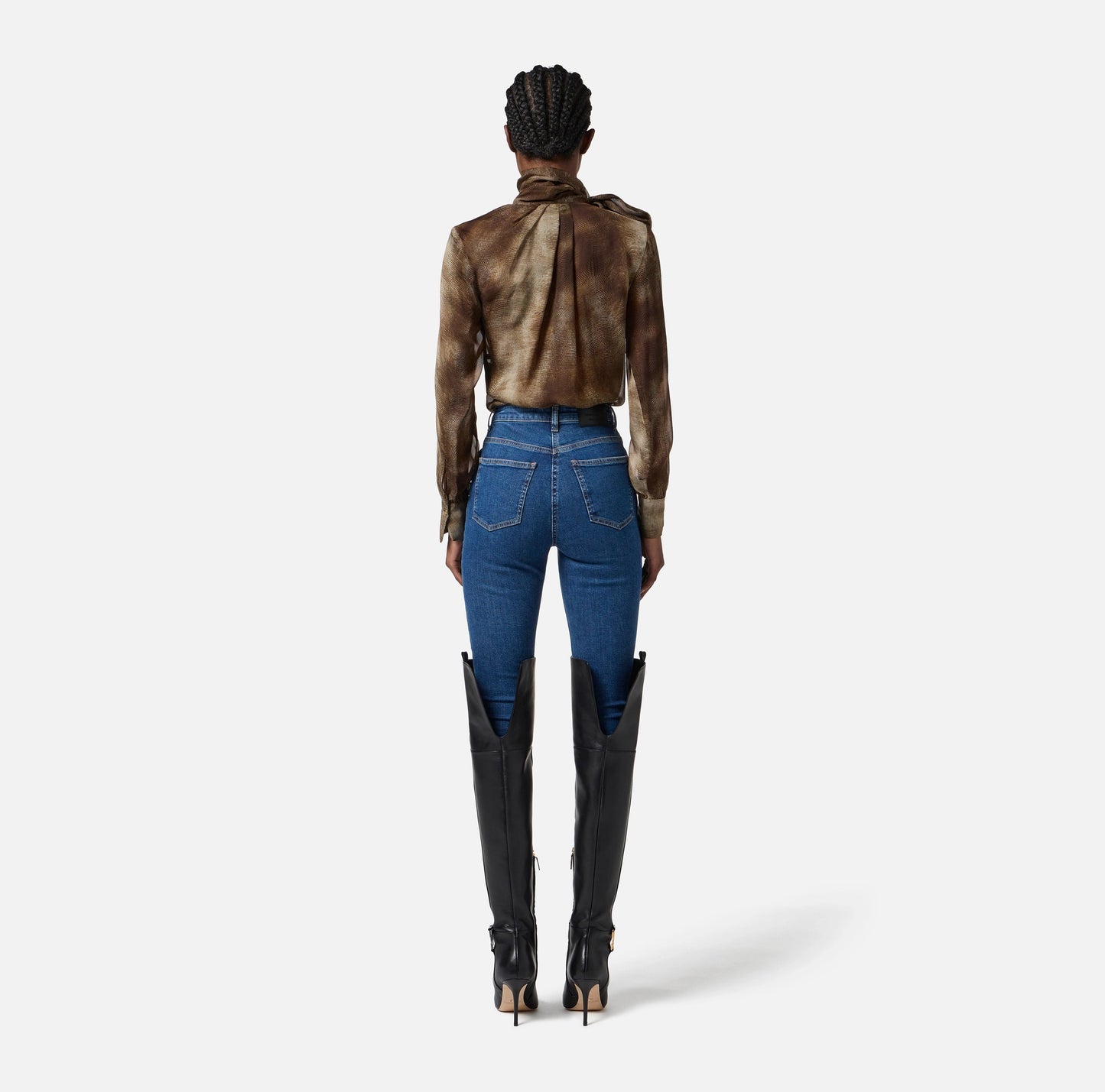 ELISABETTA FRANCHI - Blusa in voile con stampa pitone