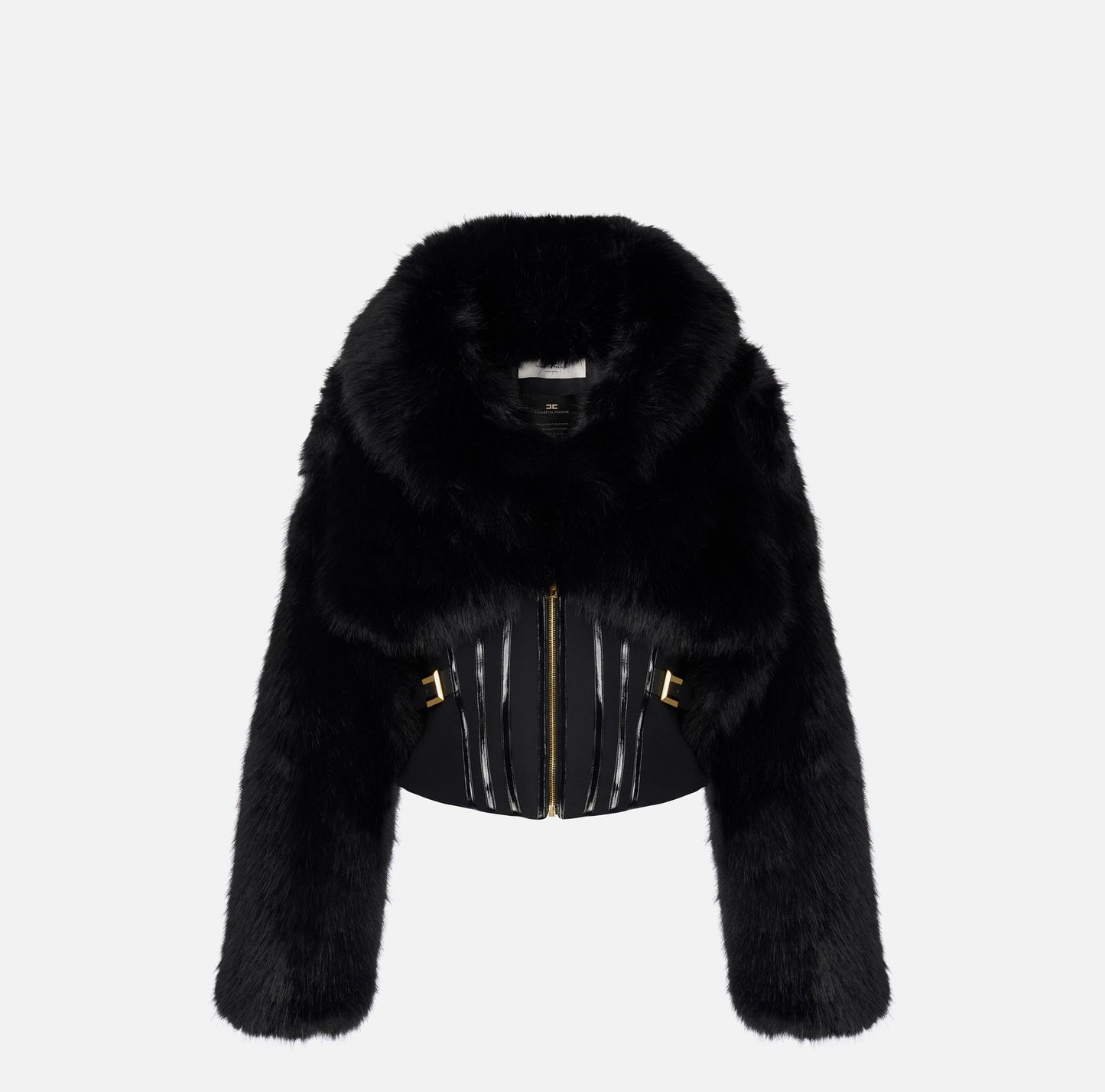 ELISABETTA FRANCHI - Giubbotto con effetto pelliccia e doppio crêpe