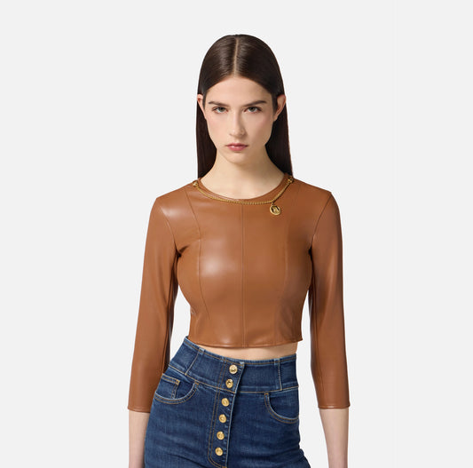 ELISABETTA FRANCHI - Top con collana e charm