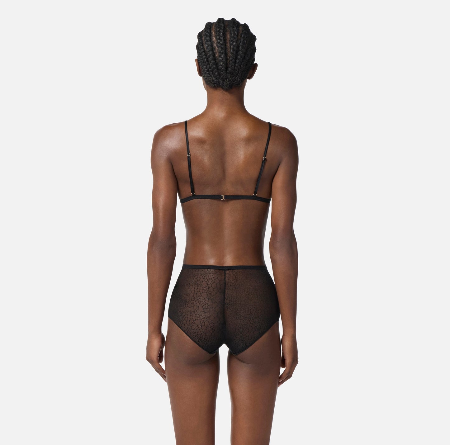 ELISABETTA FRANCHI  - Reggiseno e culotte in tulle jacquard con fantasia snake