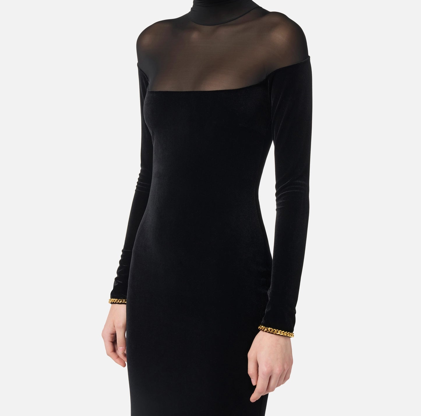 ELISABETTA FRANCHI - Abito Red Carpet in velluto e jersey