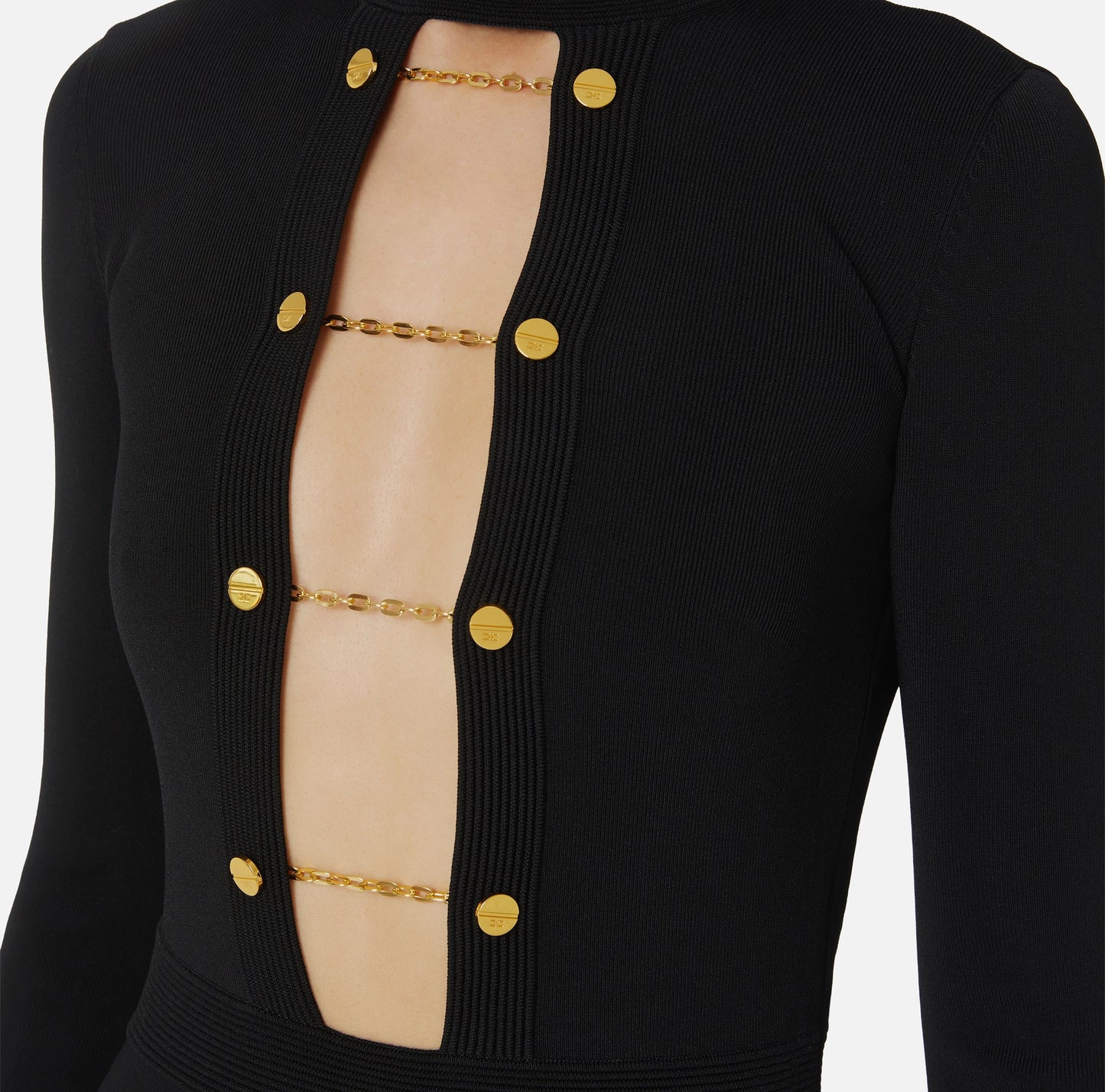 ELISABETTA FRANCHI - Abito in maglia di viscosa con gemelli gioiello