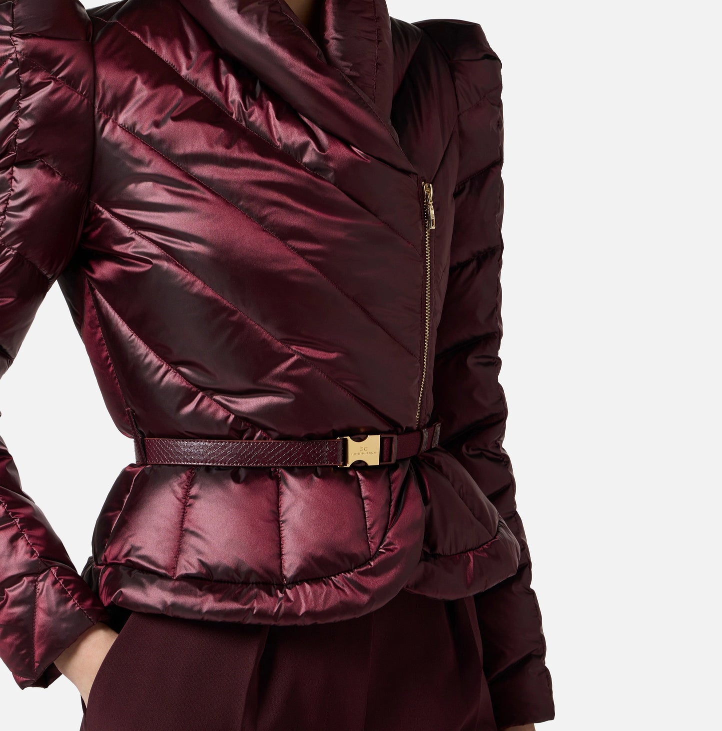 ELISABETTA FRANCHI - Piumino in tessuto vela con baschina