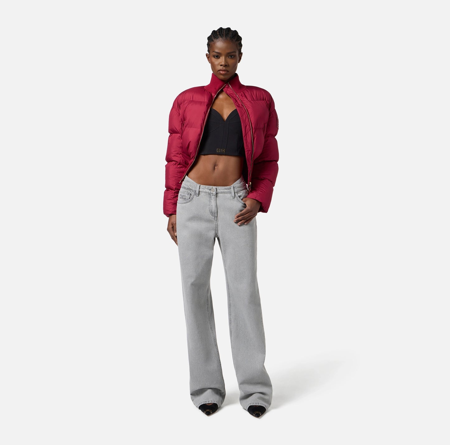 ELISABETTA FRANCHI - Top in crêpe leggero con dettagli logo