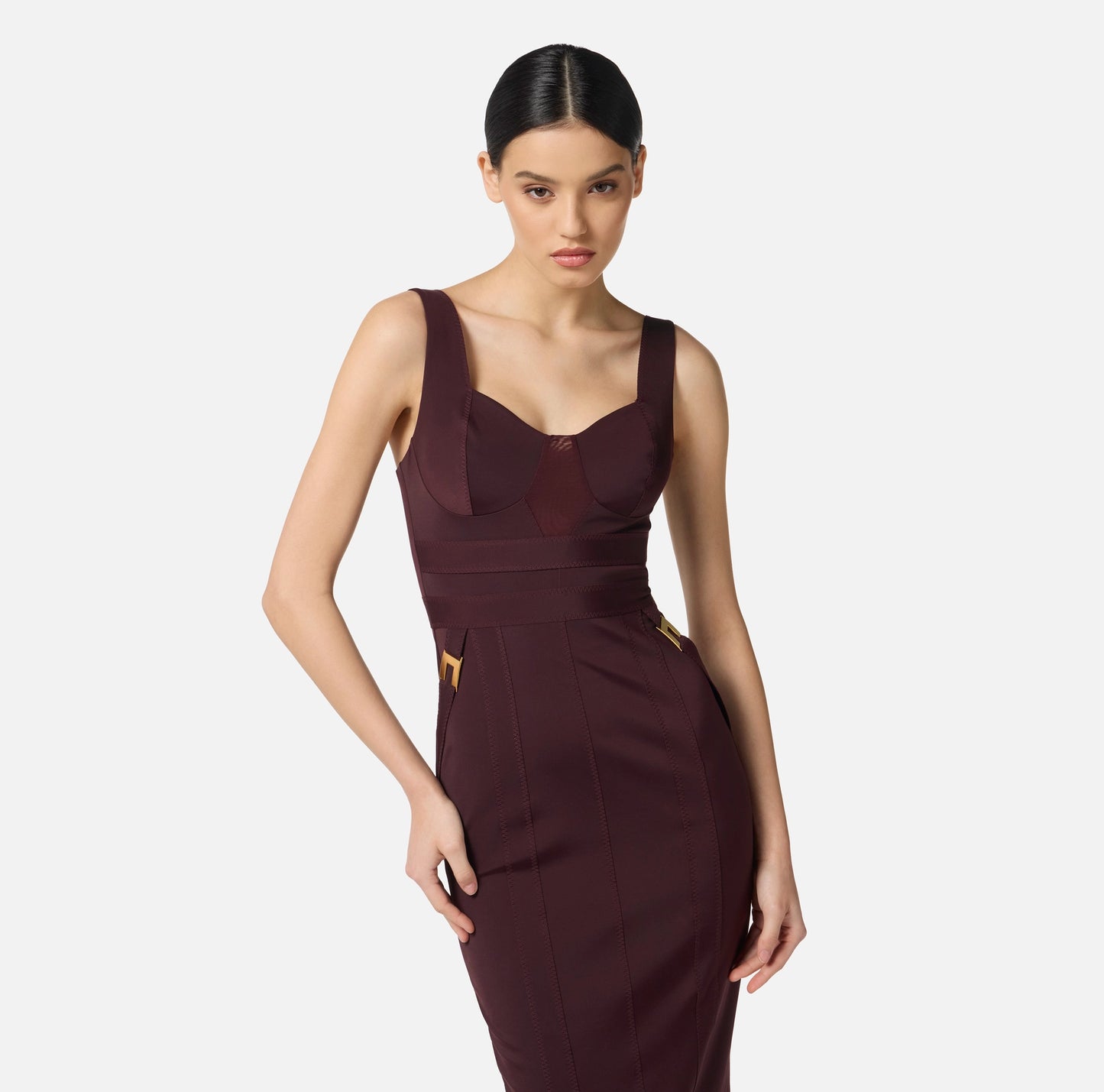 ELISABETTA FRANCHI - Abito bustier in tessuto bielastico