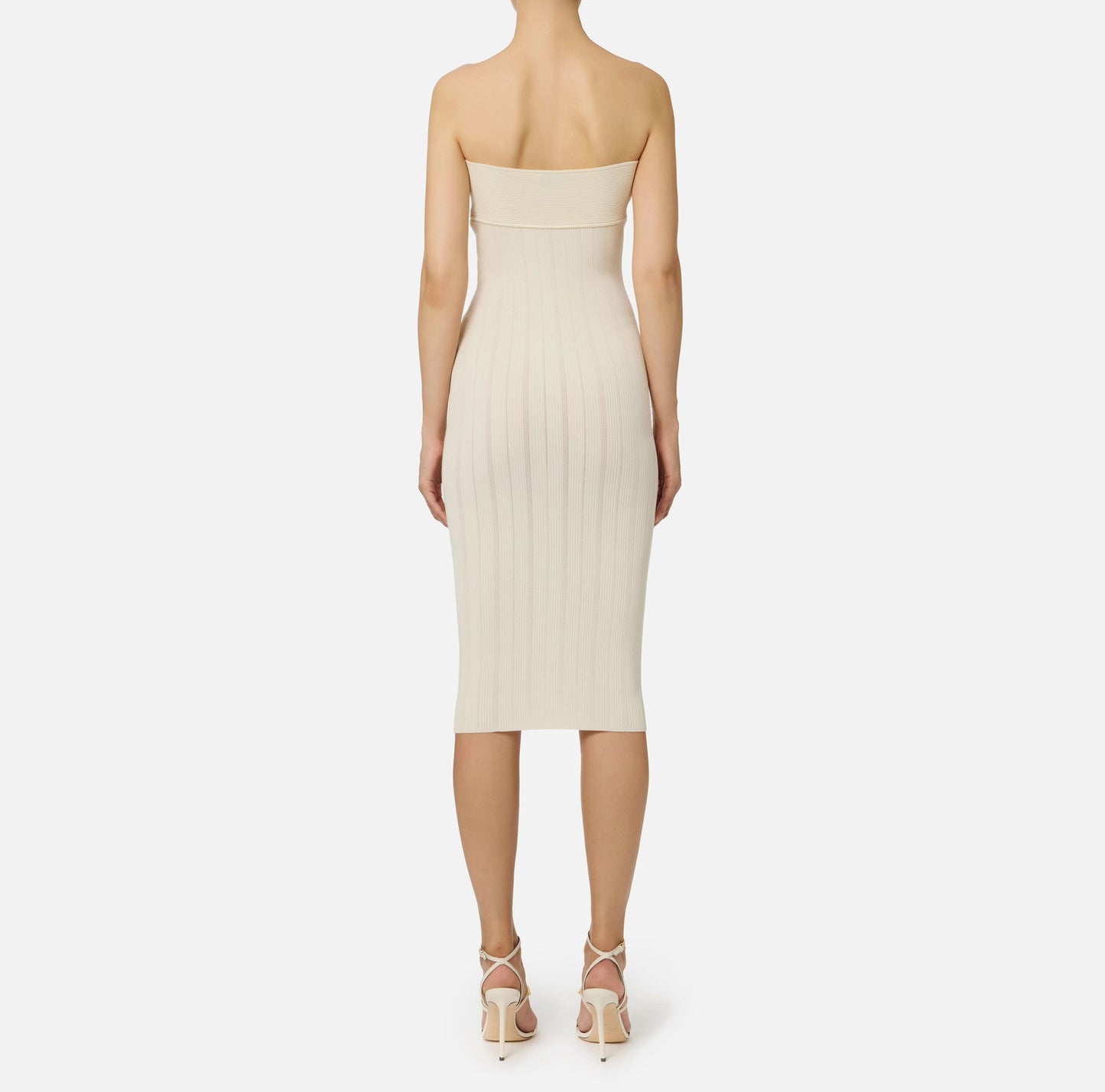 ELISABETTA FRANCHI - Abito in maglia a costine con dettagli à jour