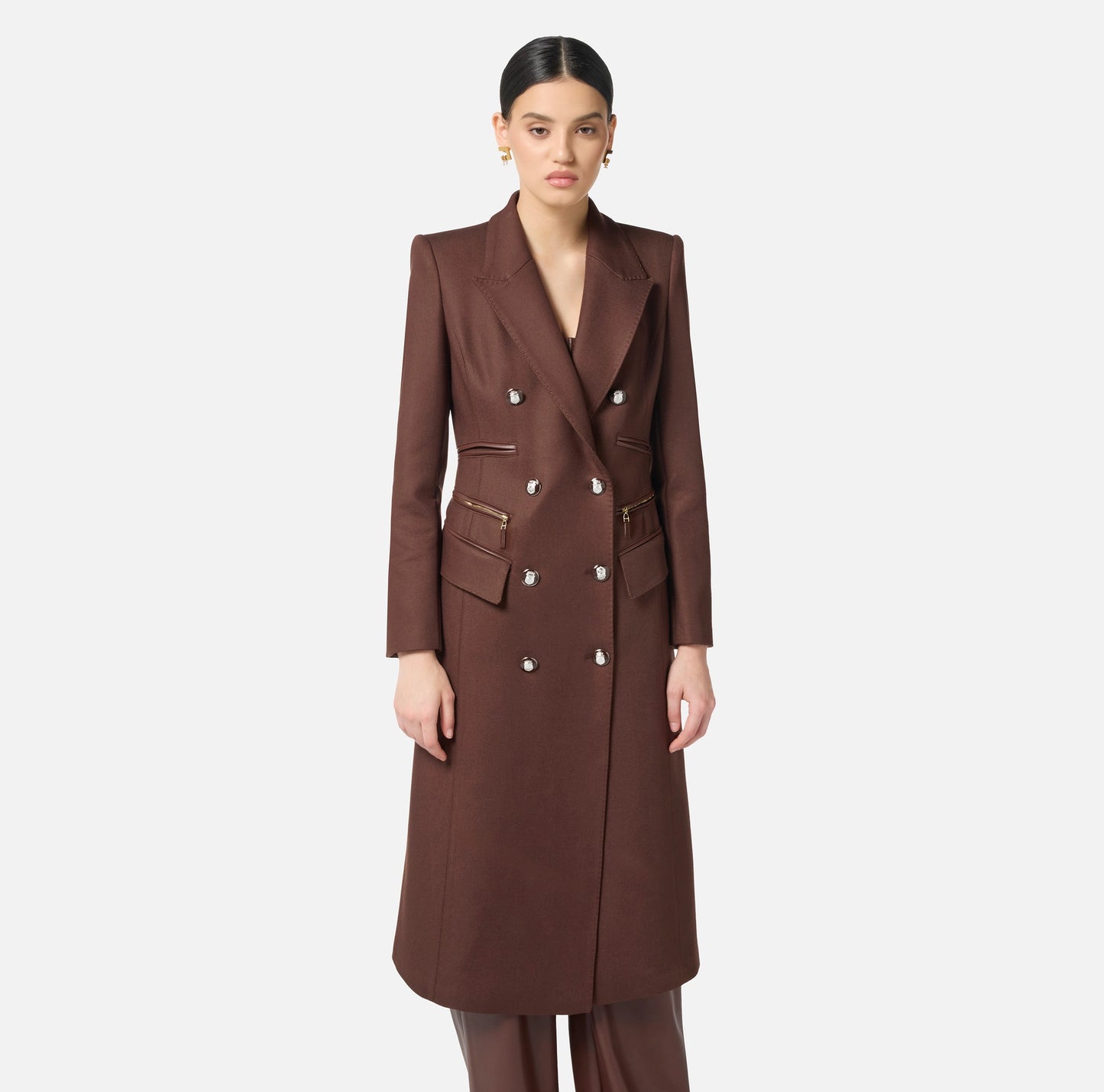 ELISABETTA FRANCHI - Cappotto in doppio crêpe