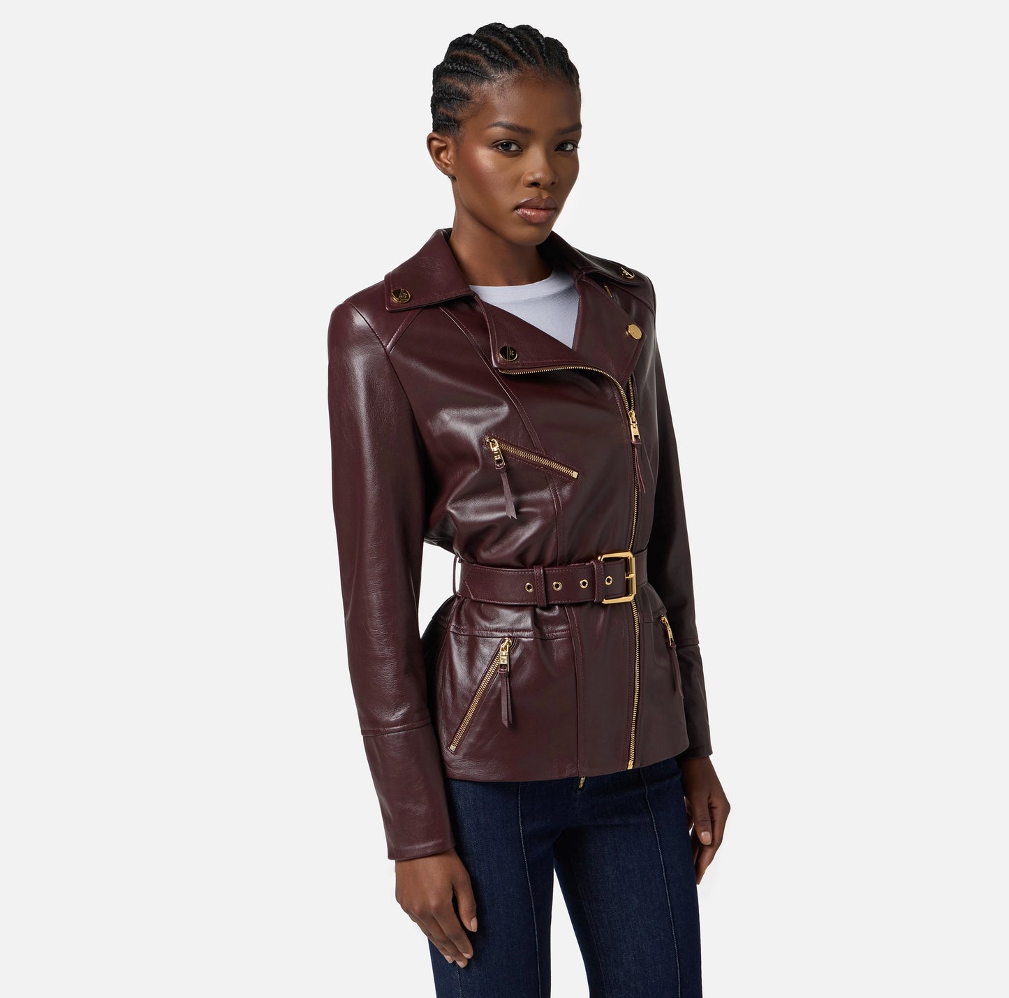 ELISABETTA FRANCHI - Giacca biker in pelle