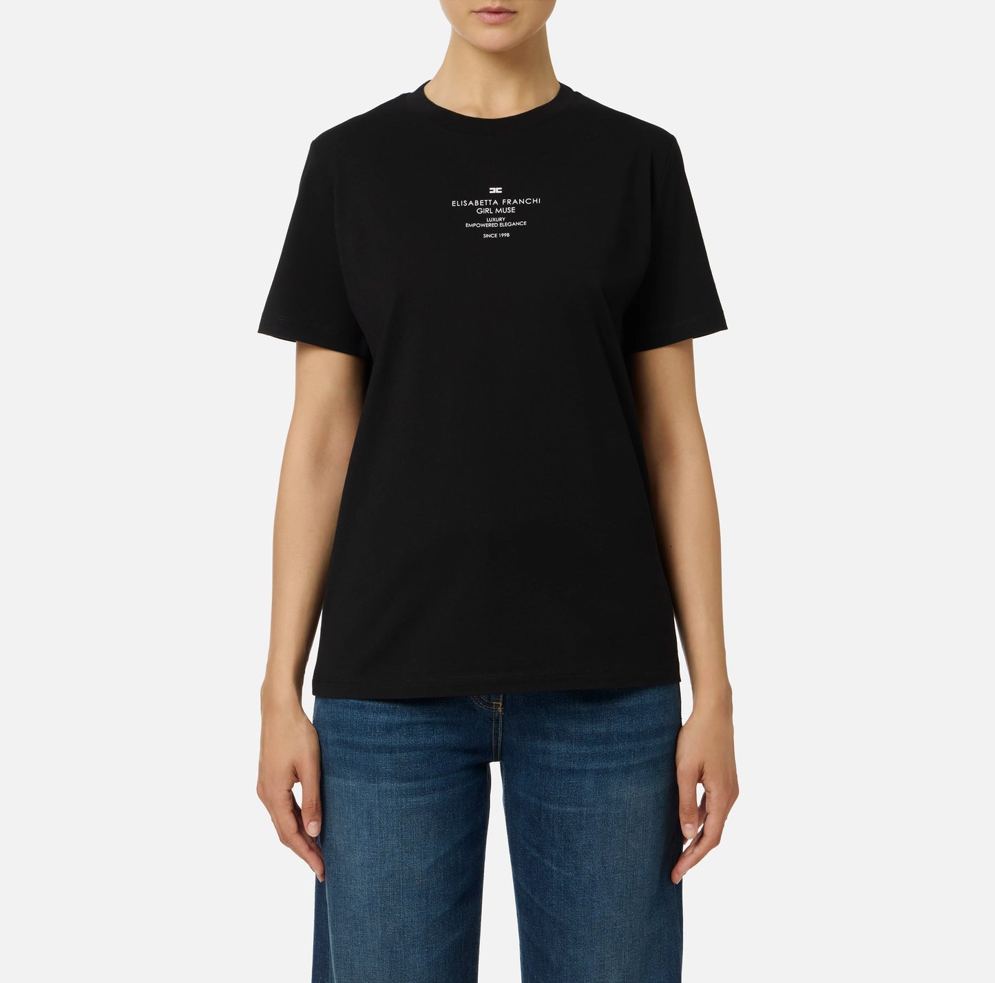 ELISABETTA FRANCHI - T-shirt in jersey di cotone con stampa