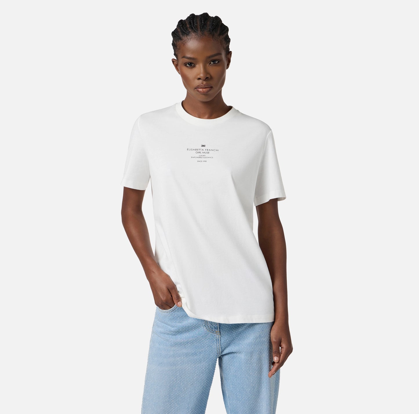 ELISABETTA FRANCHI - T-shirt in jersey di cotone con stampa