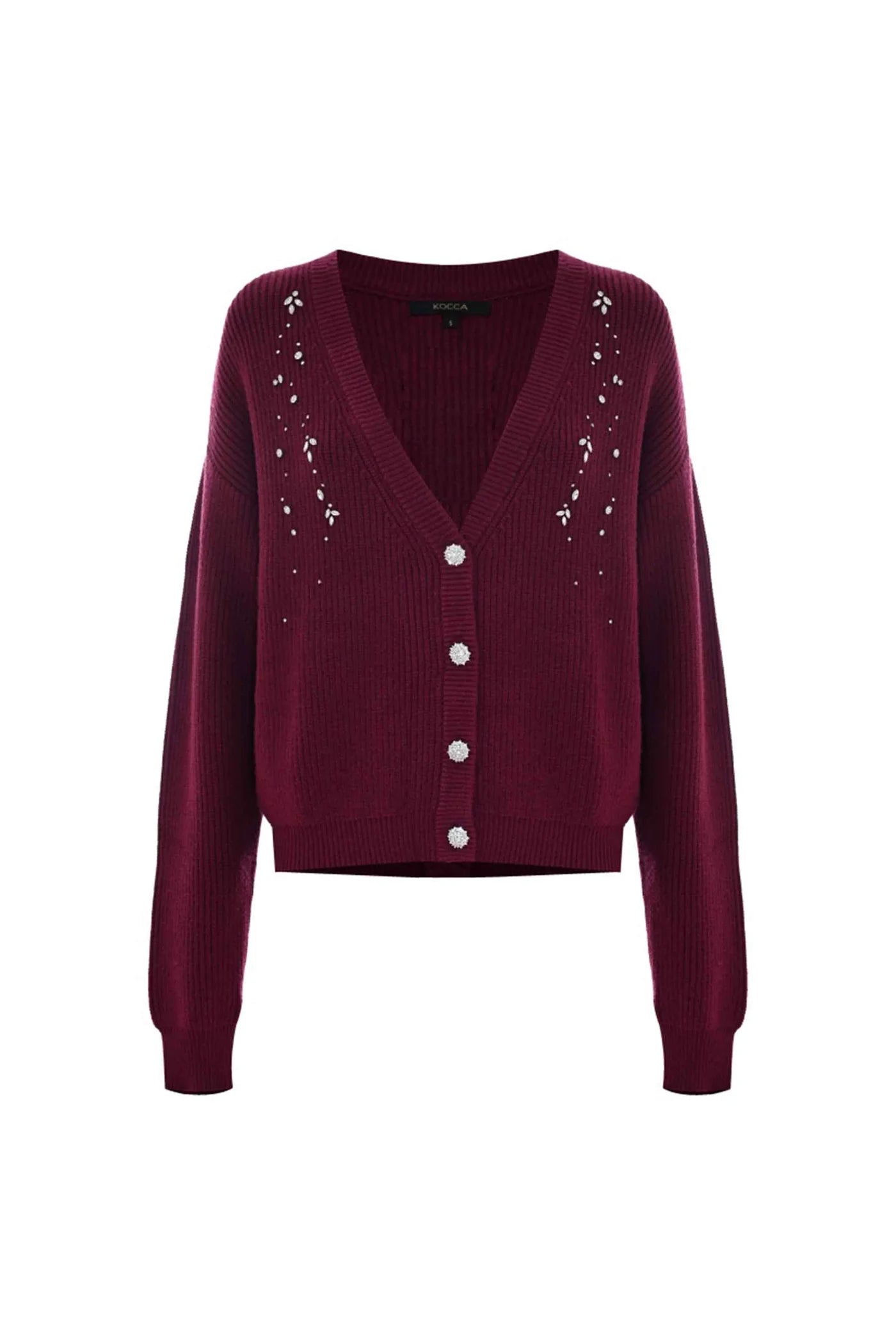 KOKKA - MAGLIA CON SCOLLO A V E DETTAGLI GIOIELLO - MAGLIA M/L CON APPLICAZIONE BALBINA (doppio colore)