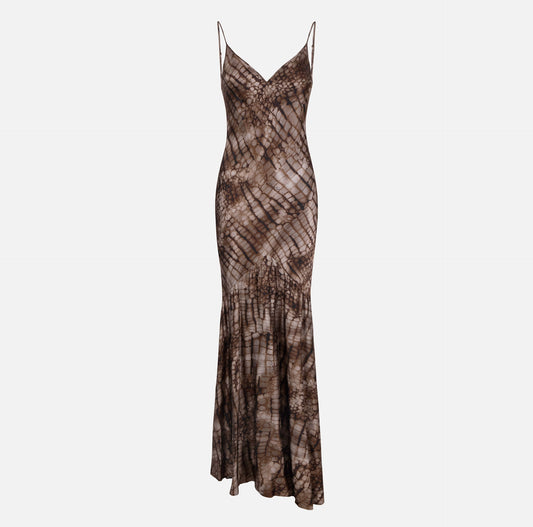 ELISABETTA FRANCHI - Abito Red Carpet in raso stretch con stampa alligatore